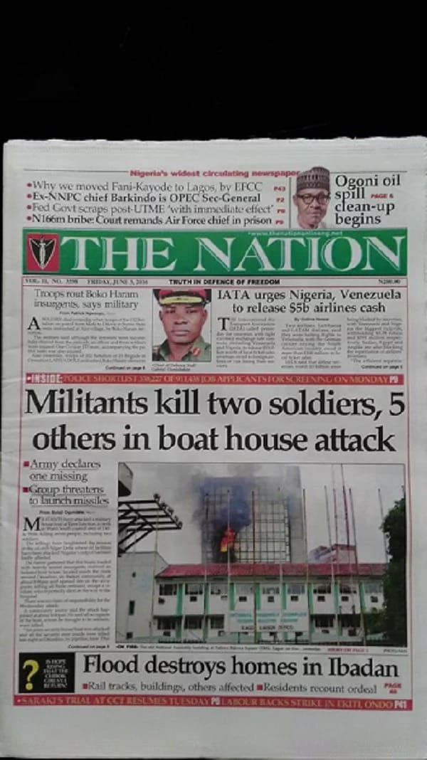 TRENDING:Niger Delta militants kills 2 soldiers,5 others in boat house attack